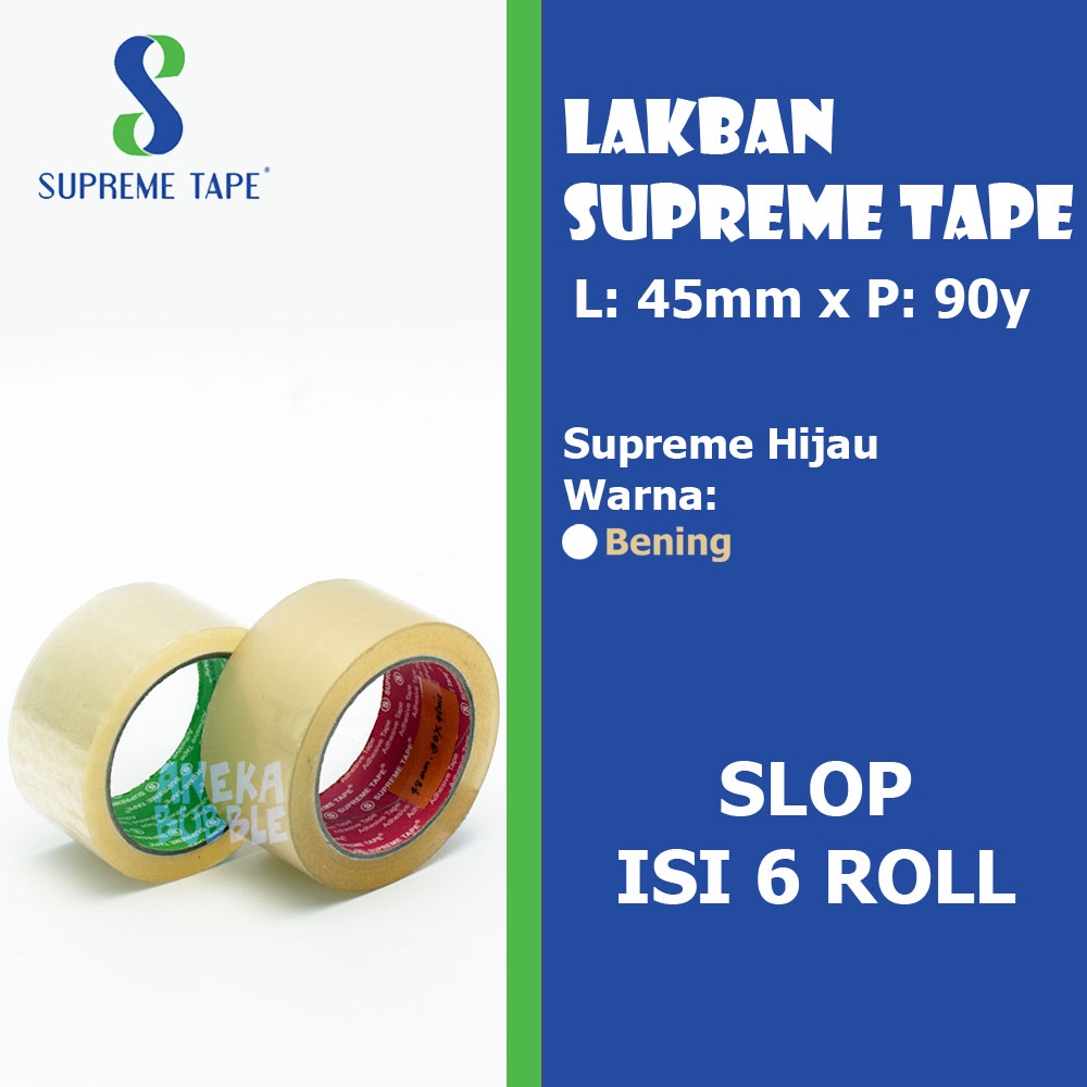 

Lakban / Isolasi Supreme Merah 45mm x 100y - Bening - **6 ROLL**