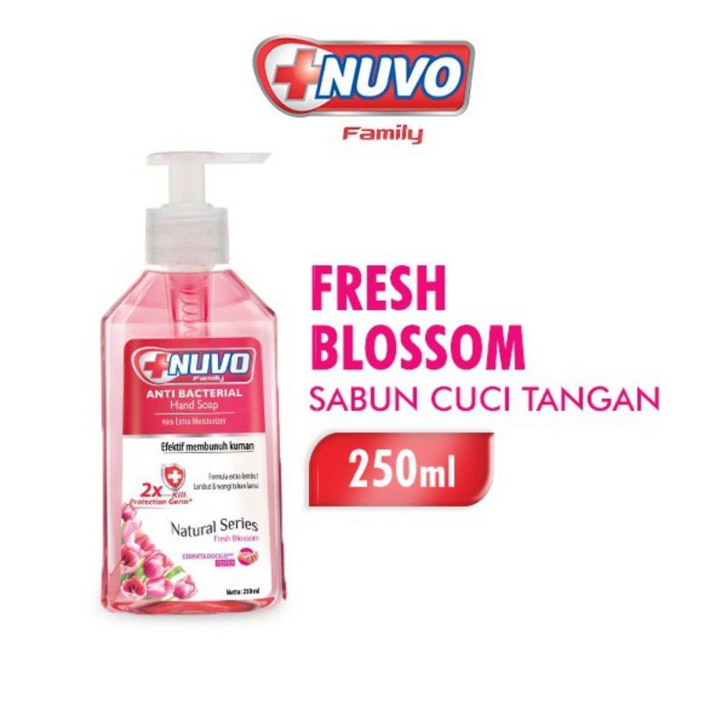 NUVO Sabun Cuci Tangan Cair Merah Botol 250ML Nuvo Hand Wash Fresh Blossom Botol Merah - 250ML