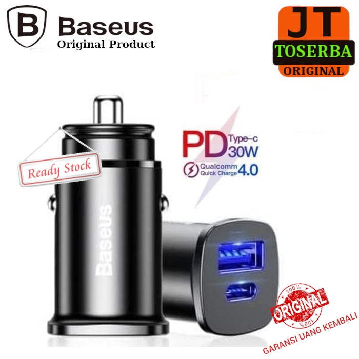 CHARGER HP MOBIL 30W TYPE C 1 USB 1 4.0 BASEUS ORIGINAL SAVER CAR CHARGER CAS HP DI MOBIL CHARGER HP