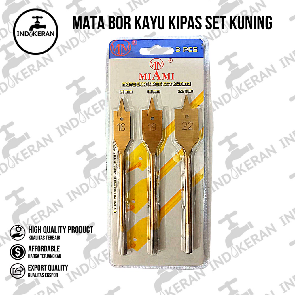 INDOKERAN - Mata Bor Kipas Kayu Set kuning