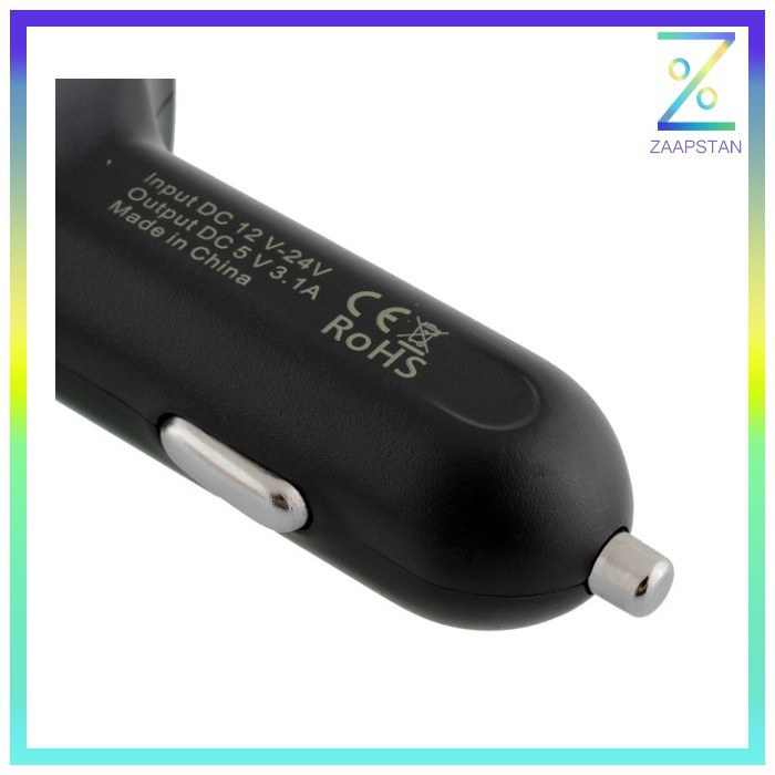 Dual USB Car Charger with LED Display - EC2 - Black