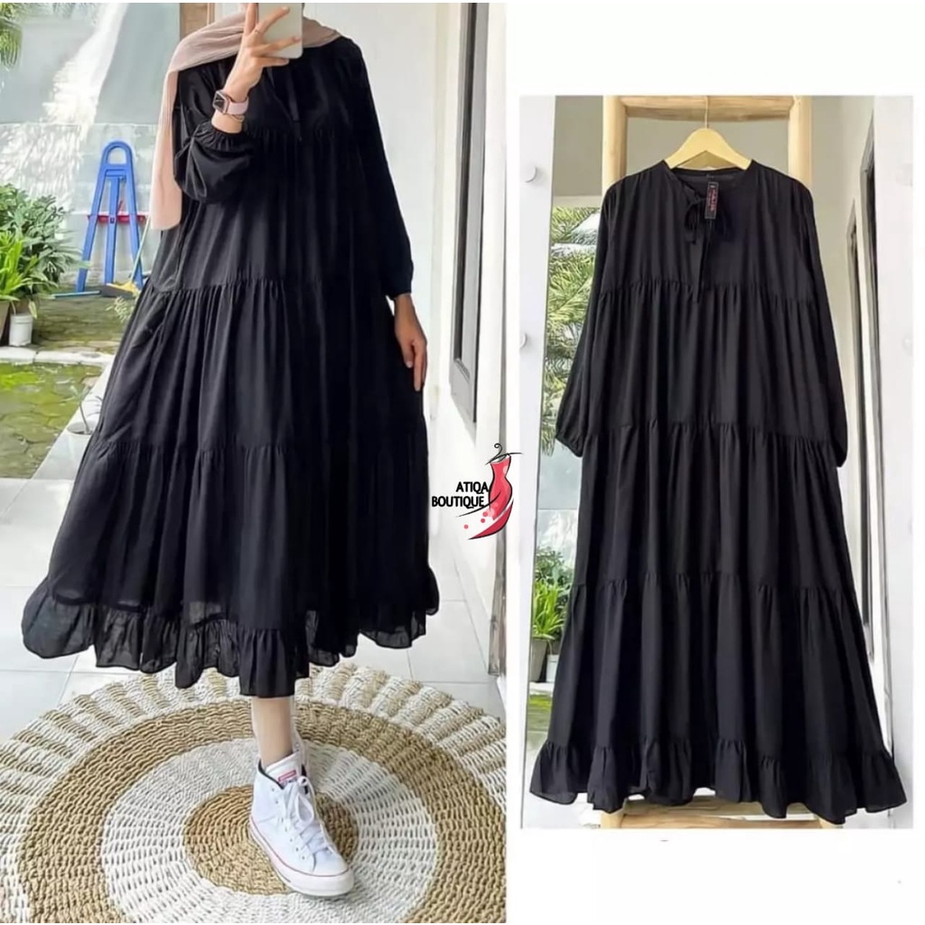 Rachel Midi Dress Rayon Premium | midi dress wanita kekinian 2022 | dres midi wanita terbaru 2022 ke