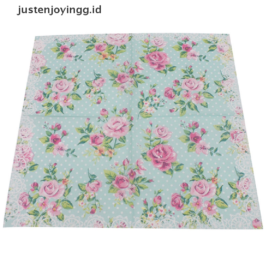 // justenjoyingg.id // design color printing paper napkins rose festive party tissue floral decoration 20pcs ~