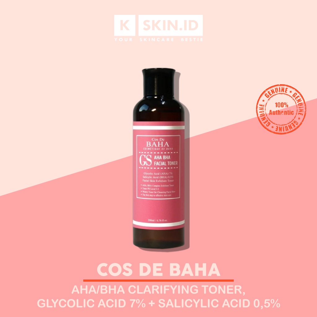 Cos De BAHA AHA/BHA Clarifying Toner, Glycolic Acid 7% + Salicylic Acid 0.5%