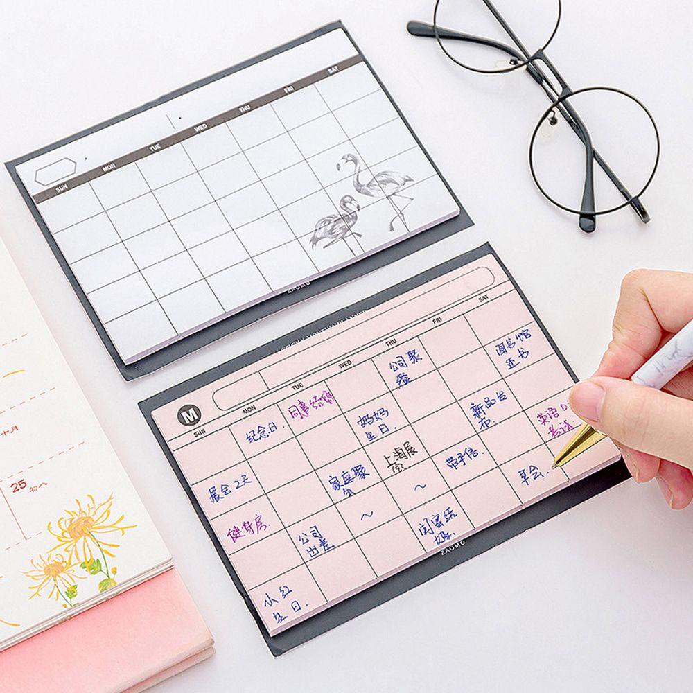 [Elegan] Desktop Jadwal Buku Kreatif Efisiensi Kerja Ringkasan Plan Memo Pad Perlengkapan Kantor Bantalan Tulis Rencana Bulan NoteBook