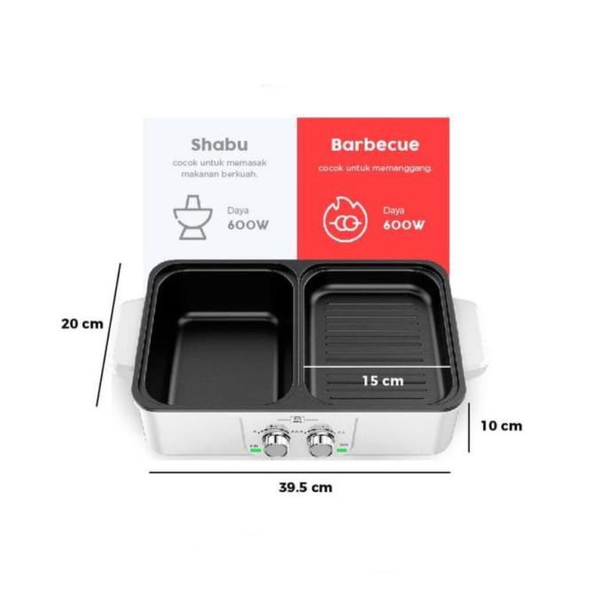 Panci Listrik Hotpot Bbq Kotak Knob Bulat Hh119 Fleurlovin24