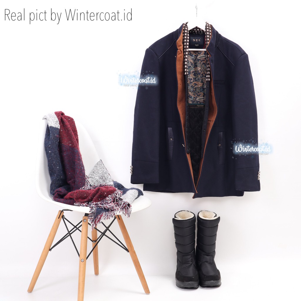 READY INDONESIA ETHAN wool coat men mantel musim dingin pria big size jumbo tebal biru navy