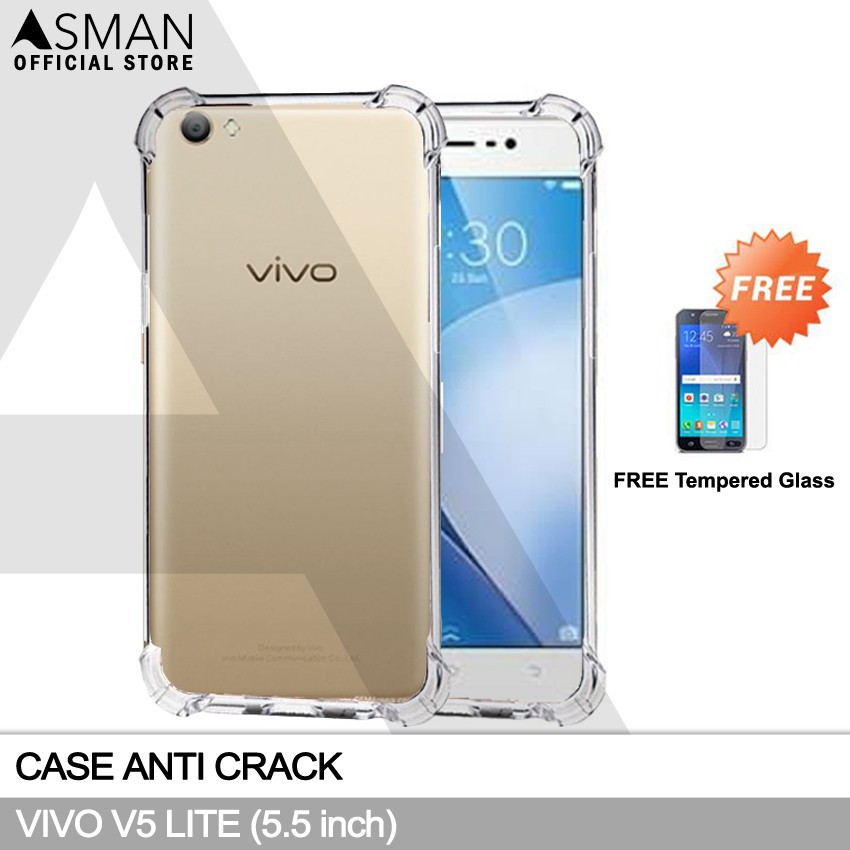 Anti Crack VIVO V5 Lite (5.5&quot;) | Soft Case Anti Bentur + FREE Tempered Glass