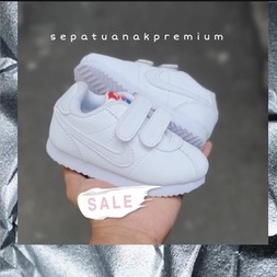 SEPATU ANAK NIKE CORTEZ FULL WHITE / Size 20 - 37