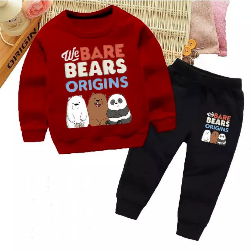 XOS - SET WE BARE BEARS (-+2-6 Tahun) / SETELAN ANAK-ANAK / FASHION ANAK / BEST SELLER / COD✅