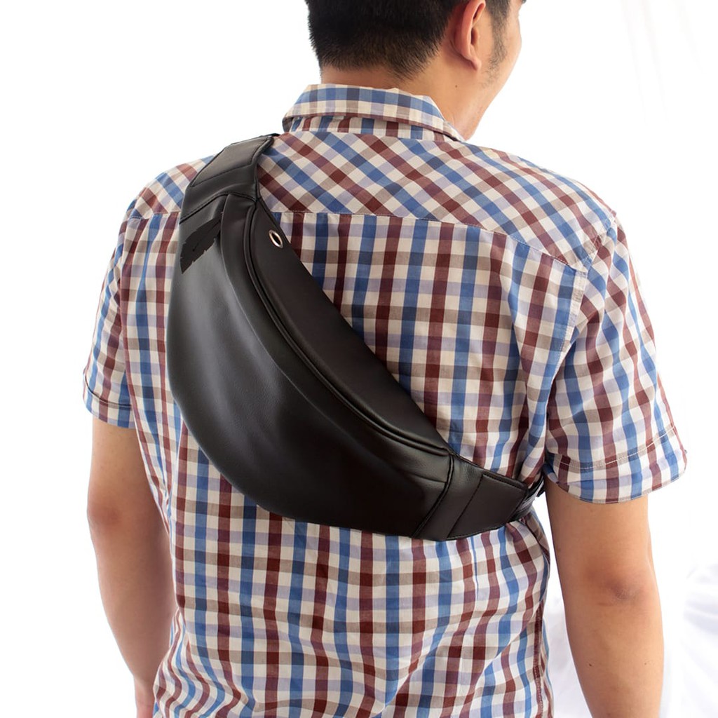 Tas Slempang Waistbag Tas Pinggang Wenang Pria Dan Wanita Warna Hitam