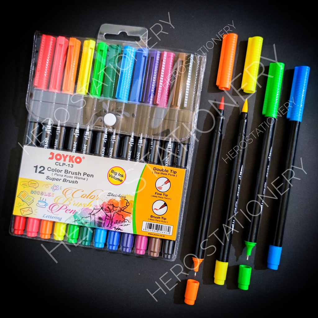 

Super color brush pen joyko dual tip jumbo set 12 warna CLP-13