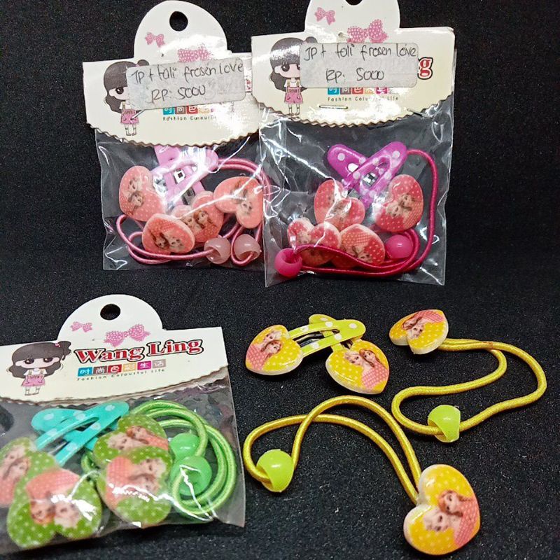 ACC#1 Accesories Set Jepit Rambut dan Tali Rambut Anak Balita Gambar Frozen