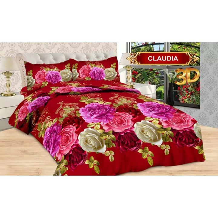 Bedcover set Bonita motif Claudia tanpa rumbai