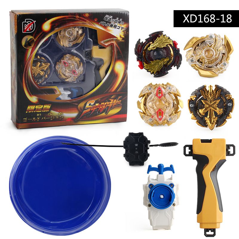 Beyblade 4PCS Set Fusion Metal Semburan Emas Dengan Kawat Pegangan Hadiah Mainan Peluncur