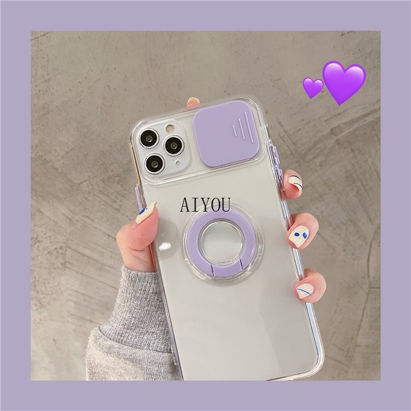 Case Iphone 14 11 PRO MAX IPHONE 12 MINI IPHONE 12 PRO MAX Camera Slide Clear With Ring Iring Stand