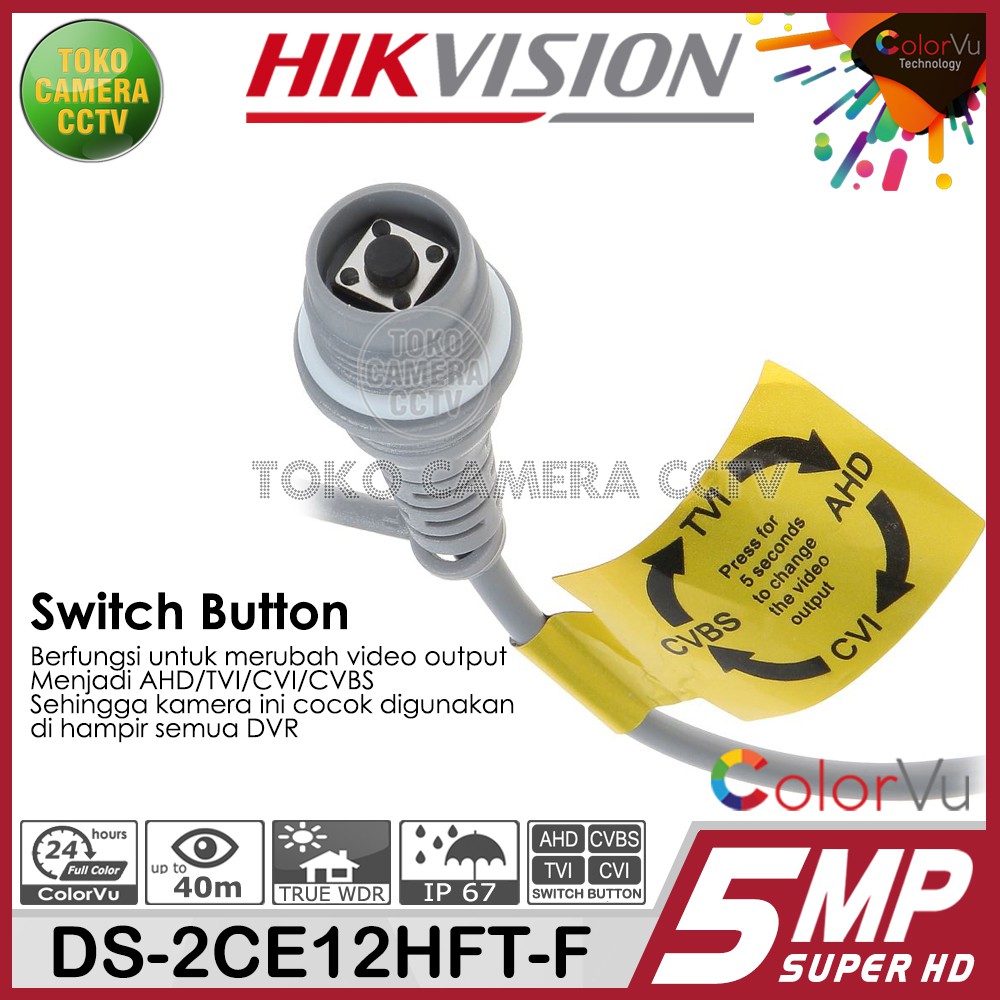 KAMERA CCTV OUTDOOR 5MP COLORVU HIKVISION DS-2CE12HFT-F