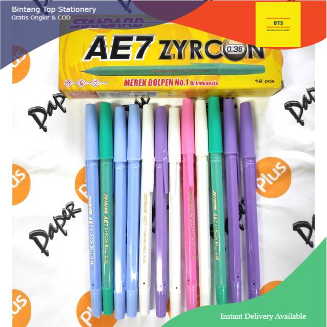 

[BTS] Pulpen / Ballpoint STANDARD AE7 Zyrcon (body warna warni) (12pcs)