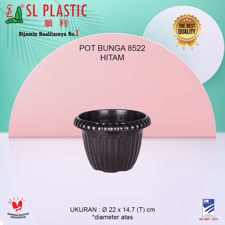 Pot Bunga / Pot Tanaman Hitam Tipe 8522 SL PLASTIC