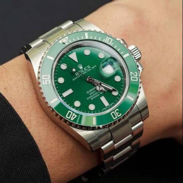 JAM TANGAN PRIA MEREK ROLEX SUBMARINER HULK FULL SET BOX ORIGINAL