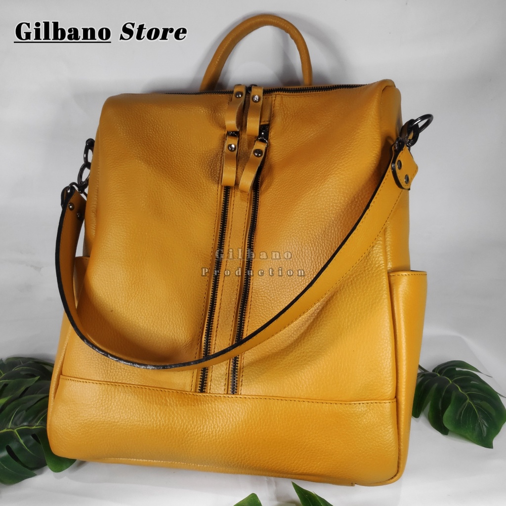 (SIZE XL)BACKPACK LAPTOP RANSEL KULIT WANITA KULIT SAPI ASLI size L MASUK LAPTOP 14INCH