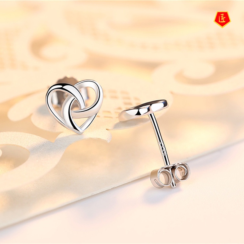 [Ready Stock]Ladies Temperament Simple Heart-Shaped Ear Studs