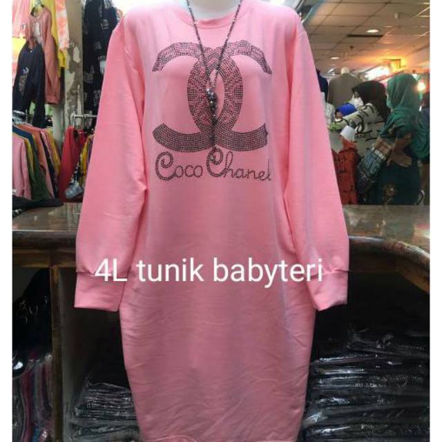 Tunik Kaos Wanita 4L Bigsize Lengan Panjang Jumbo Mote Tunik Kaos Wanita 4L Bigsize Lengan Panjang Jumbo Mote