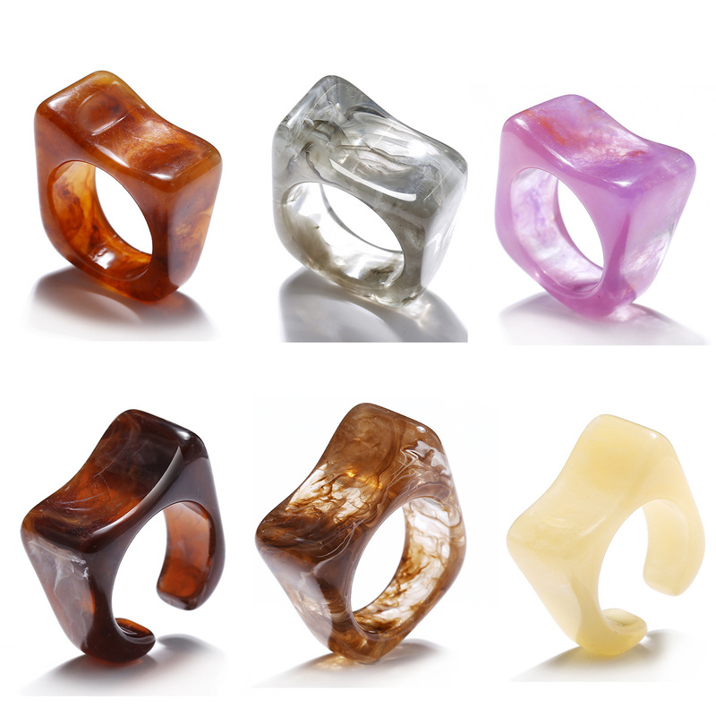 Open Resin Rings Jewelry Fashion Transparent Irregular Temperament Simple Acrylic Ring Jewelry Accessories