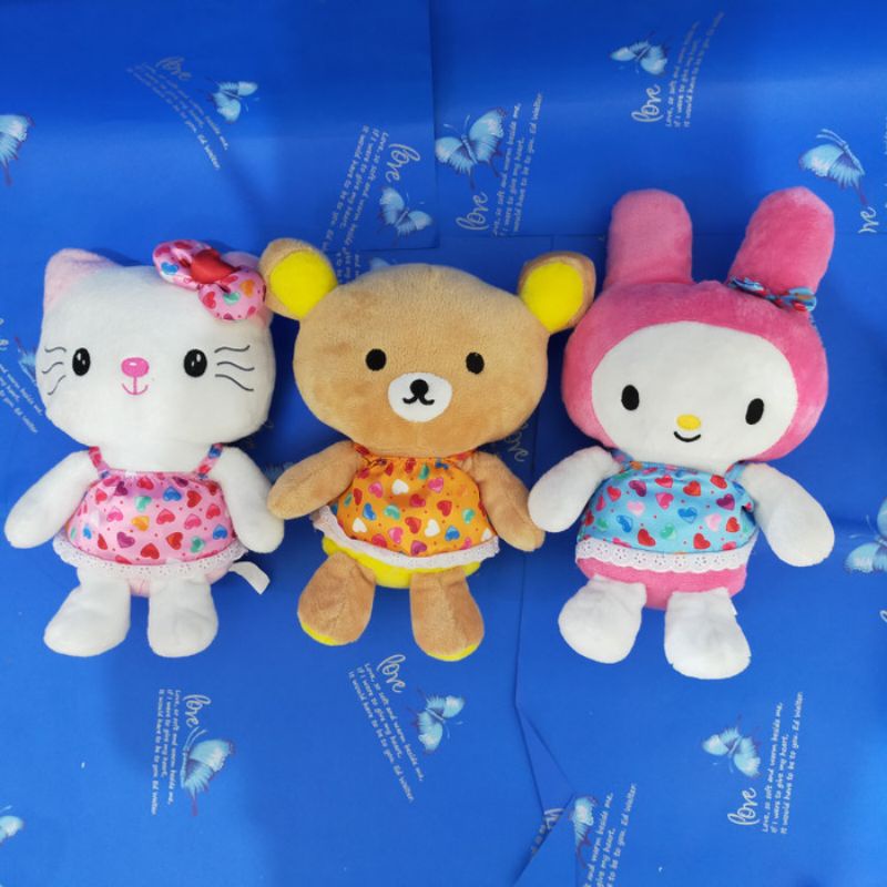 Boneka hellokitt/rilakuma/mymelodi dress love