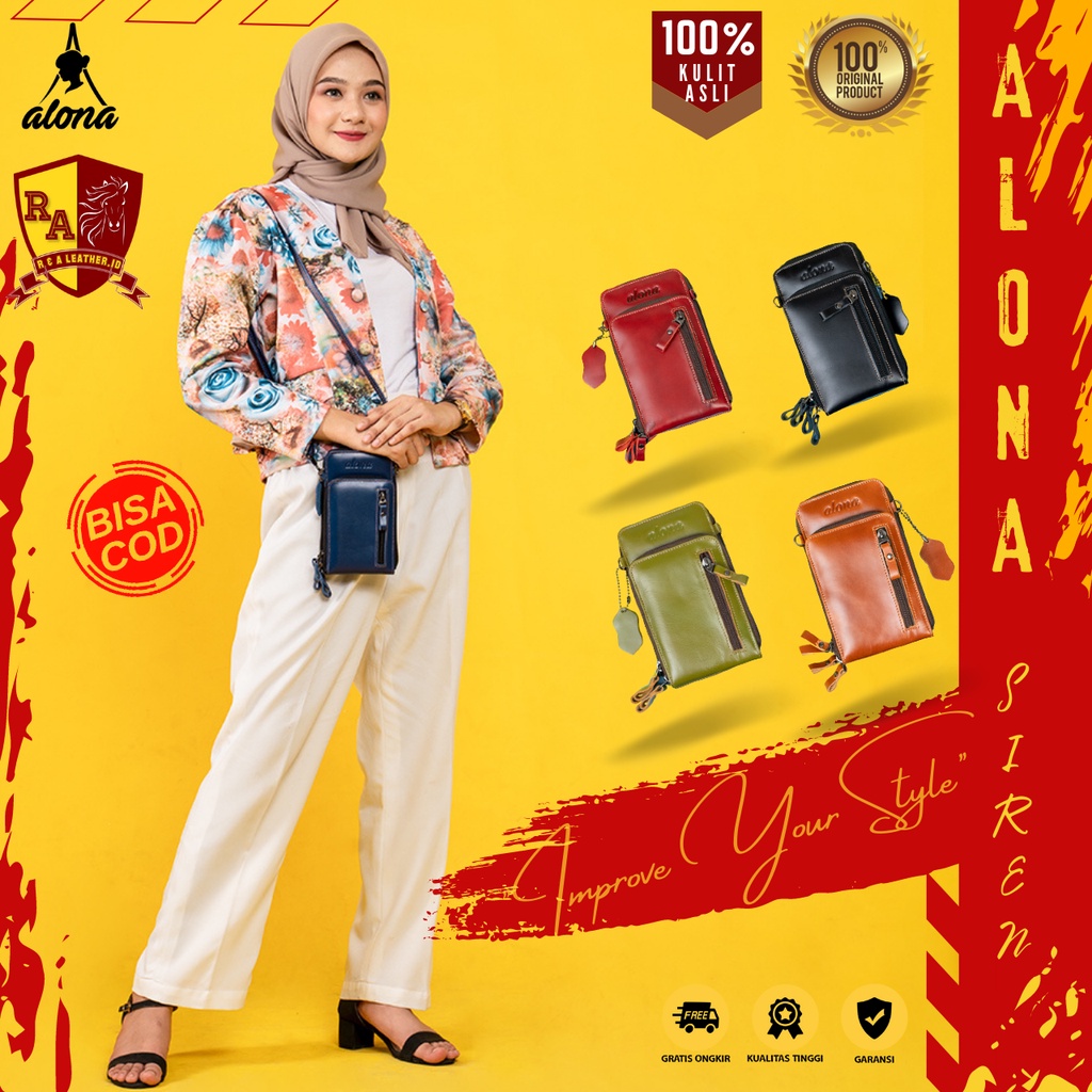 Tas Selempang Wanita Shoulder Bag Sling Bag Mini HP Kulit Asli Alona Siren