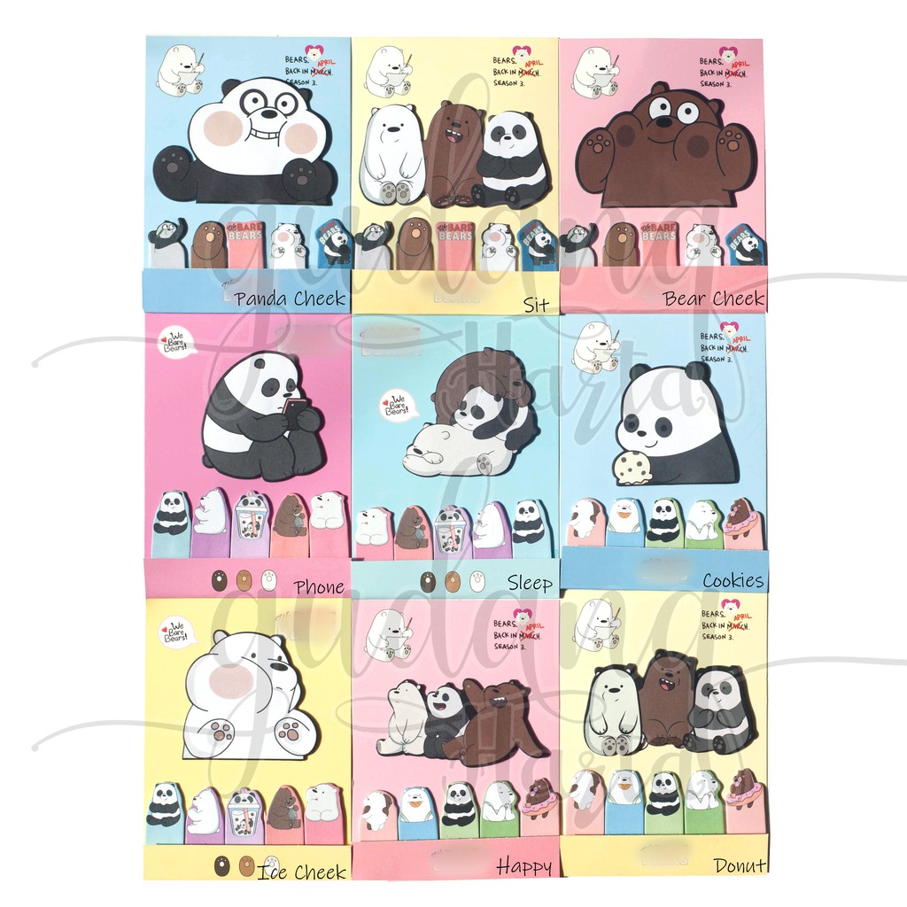 Sticky Notes Karakter Tempel Pipi Bear Panda Beruang Agenda Memo Lucu DIY Scrapbook GH 301506