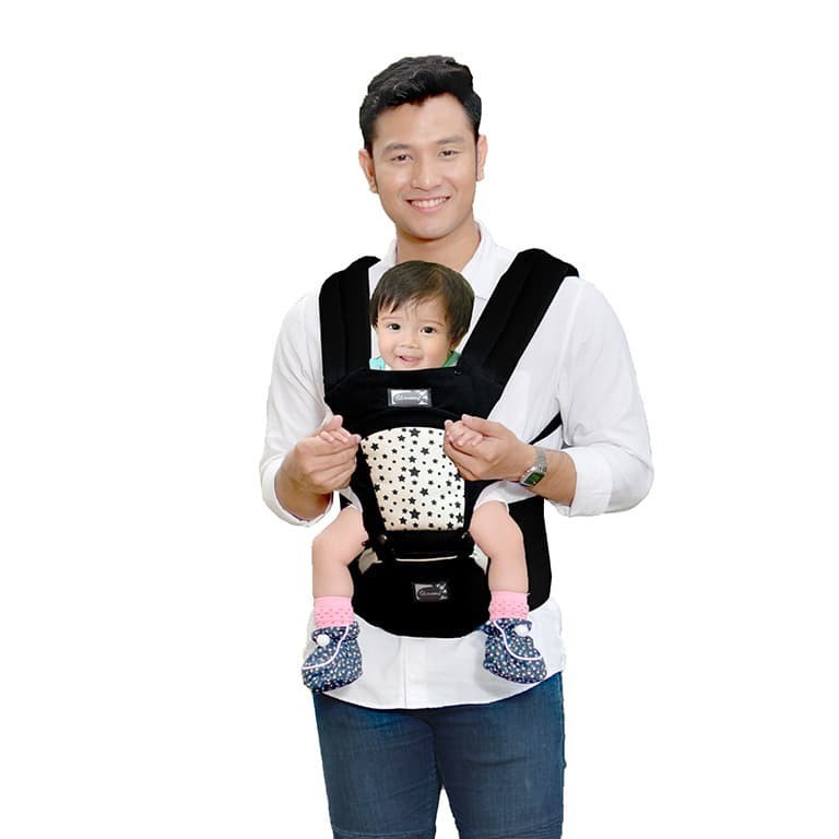 Gendongan Hipseat Bayi / Gendongan Duduk / Gendongan Depan Snobby Hip Seat 6 Posisi + Saku Aplikasi Star TPG2148