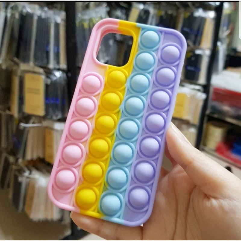 POP IT CASE RAINBOW Silicone Push Bubble POP Fidget Silikon Gelembung IPHONE SAMSUNG