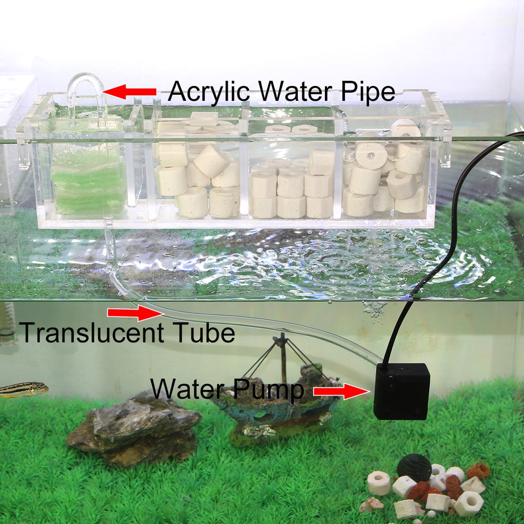 Kotak Filter Akuarium Ikan Bahan Akrilik Transparan Ukuran 1 2