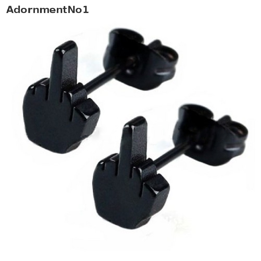 (AdornmentNo1) 2pcs Anting Tusuk Gaya Punk Bahan Stainless Steel Warna Hitam Untuk Pria / Wanita