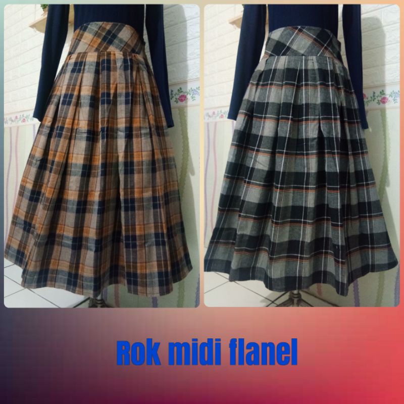 Rok Midi Flanel/Midi Skirt Zenana Premium 7/8