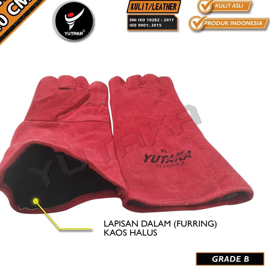 SARUNG TANGAN LAS YUTAKA 16 INCH MERAH/sarung tangan kulit las yutaka 16 inch murah/sarung tangan we
