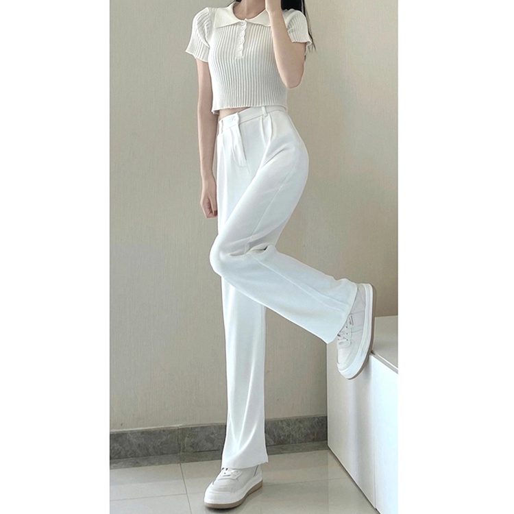 Celana Kulot Putih Wanita High Waist Celana Panjang Loose Korean Style Boyfriend Pants