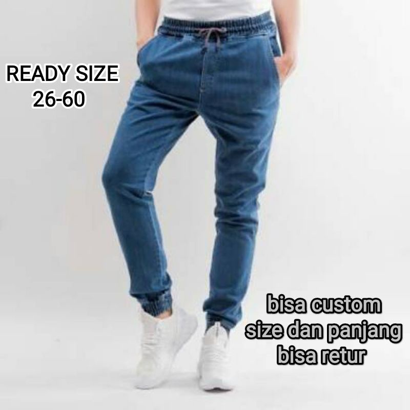 B&D (BIG SIZE READY) CELANA JOGGER DENIM/ CELANA PANJANG PRIA JOGGER DENIM/JOGGERPANTS DENIM/CELANA 