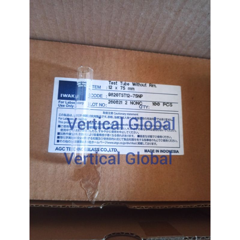 Test Tube 12 x 75 mm Iwaki Tabung Reaksi Kaca
