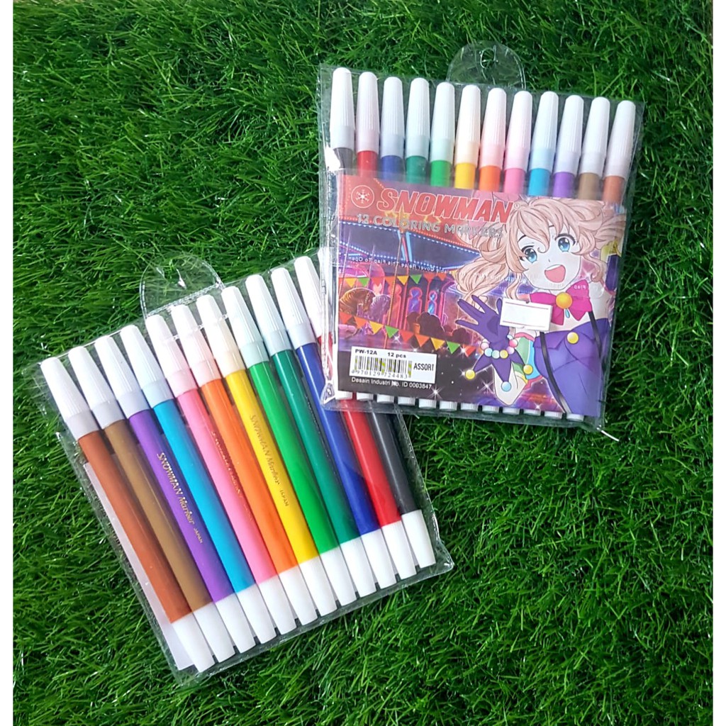 

SPIDOL MARKER SNOWMAN 12 WARNA PENCIL TYPE SENI ANAK GROSIR MURAH