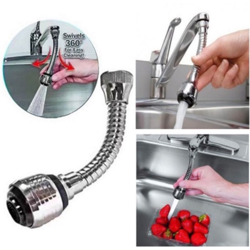 SAMBUNGAN KRAN AIR FLEKSIBEL TURBO FLEX FAUCET 360 DERAJAT 2 MODE