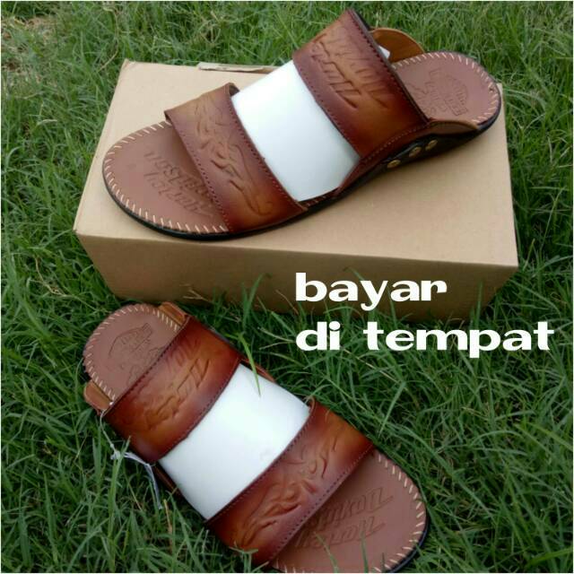 Sandal harley davitsen ban dua coklat tan