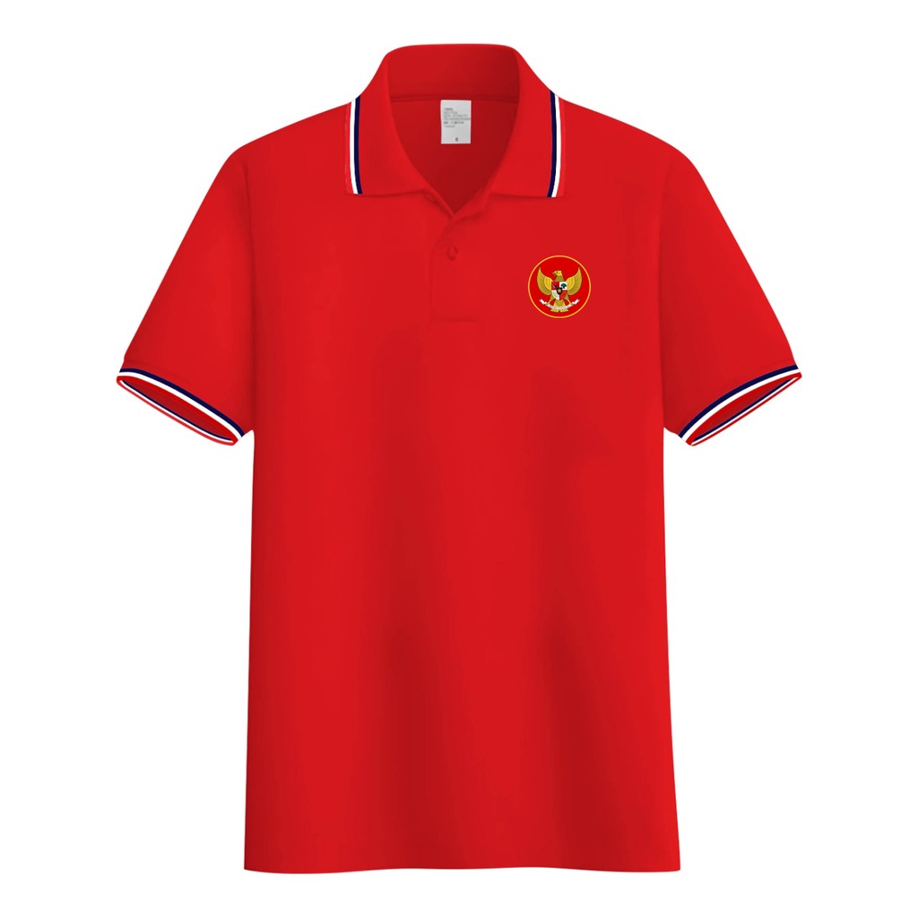 Kaos Kerah Pria Logo Garuda / Polo List Garuda Merah