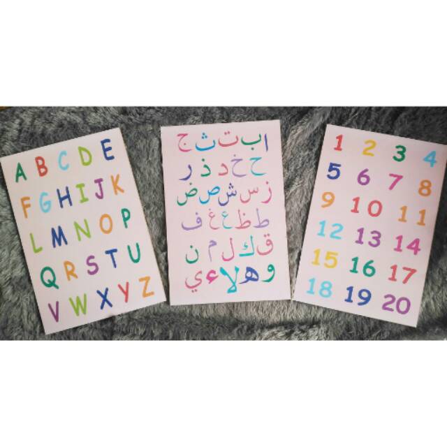 Hiasan dinding alfabet hijaiyah angka untuk anak