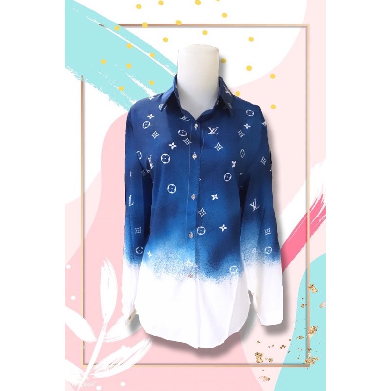 Kemeja Wanita Gradiasi LV Import Premium Branded