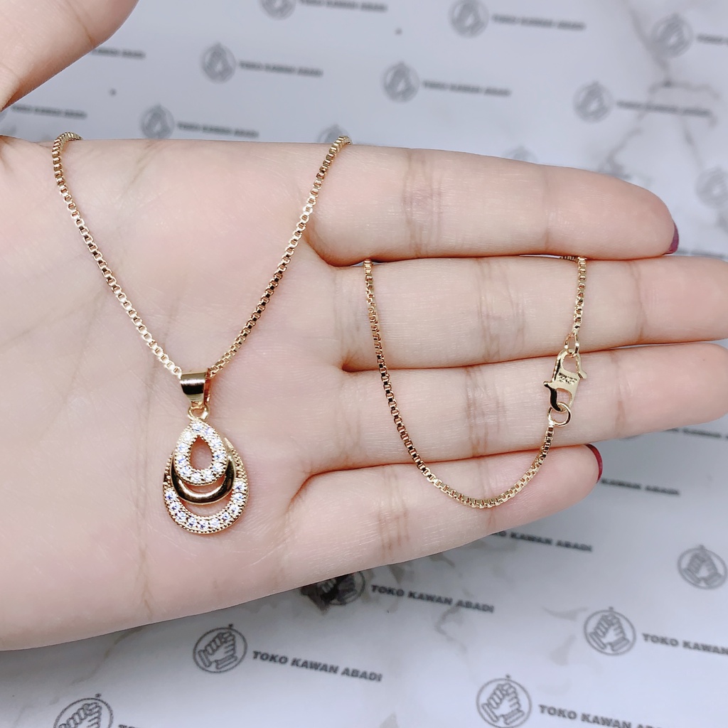 Kalung Xuping Gold Perhiasan Fashion Wanita liontin Permata Love Silang *13