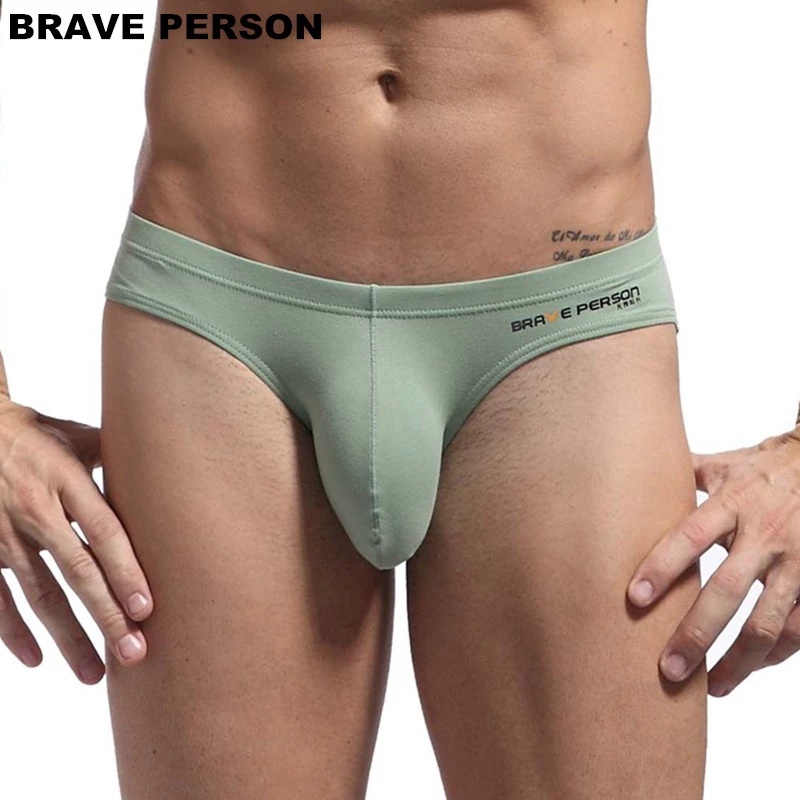 BRAVE PERSON Mens Sexy Underwear Male Cotton Briefs U Convex Pouch Underpants Big Penis Pouch Design