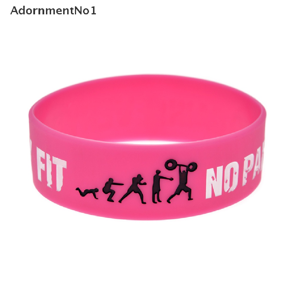 (AdornmentNo1) Gelang Tangan Silikon Motif NO PAIN NO GAIN Untuk Pria / Basket / Outdoor