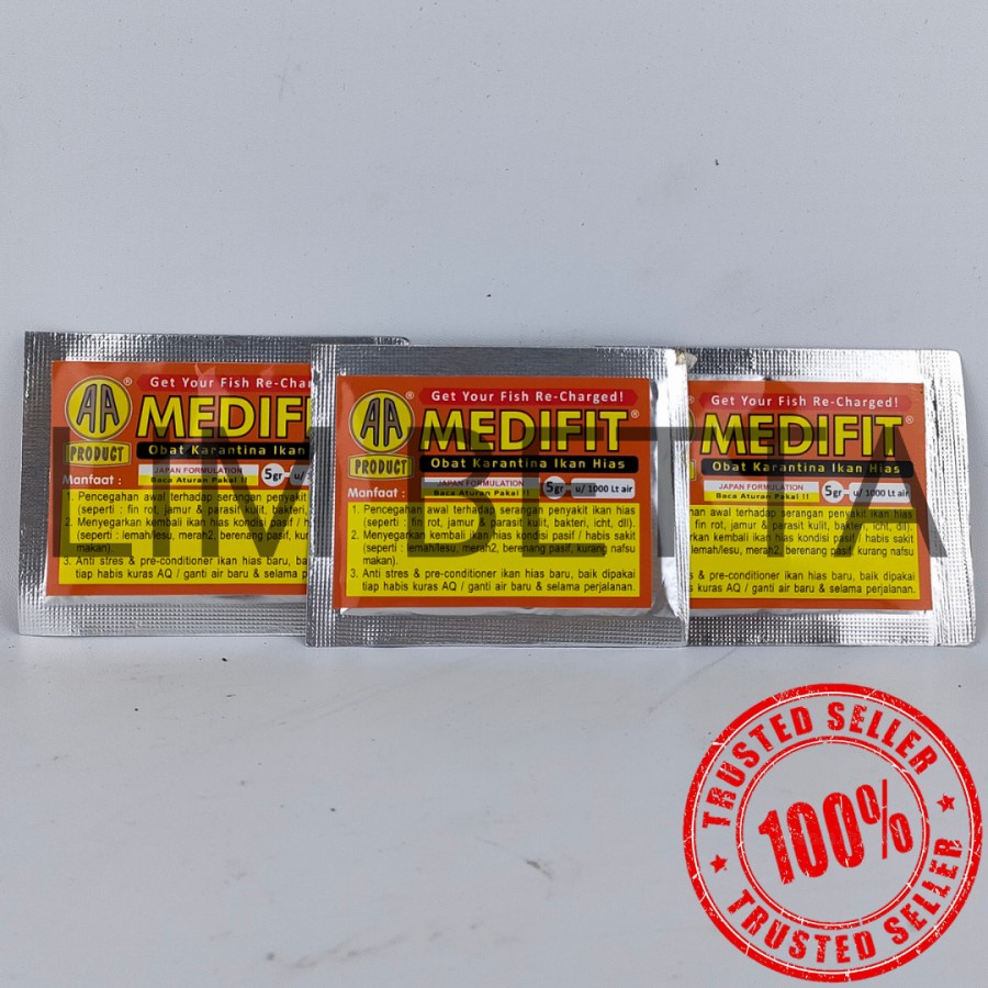 MEDIFIT 5 GRAM / OBAT IKAN MEDIFIT / OBAT KARANTINA IKAN HIAS